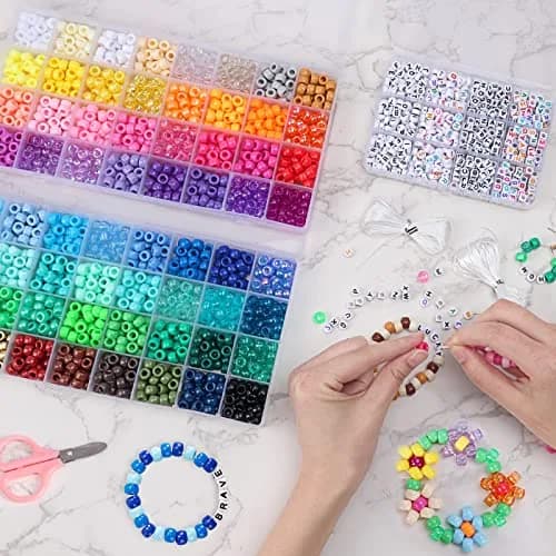 QUEFE 64 Colors 2350pcs Pony Beads Bracelet Making Kit | Rainbow Kandi Friendship Bracelet Kit thumbnail 7