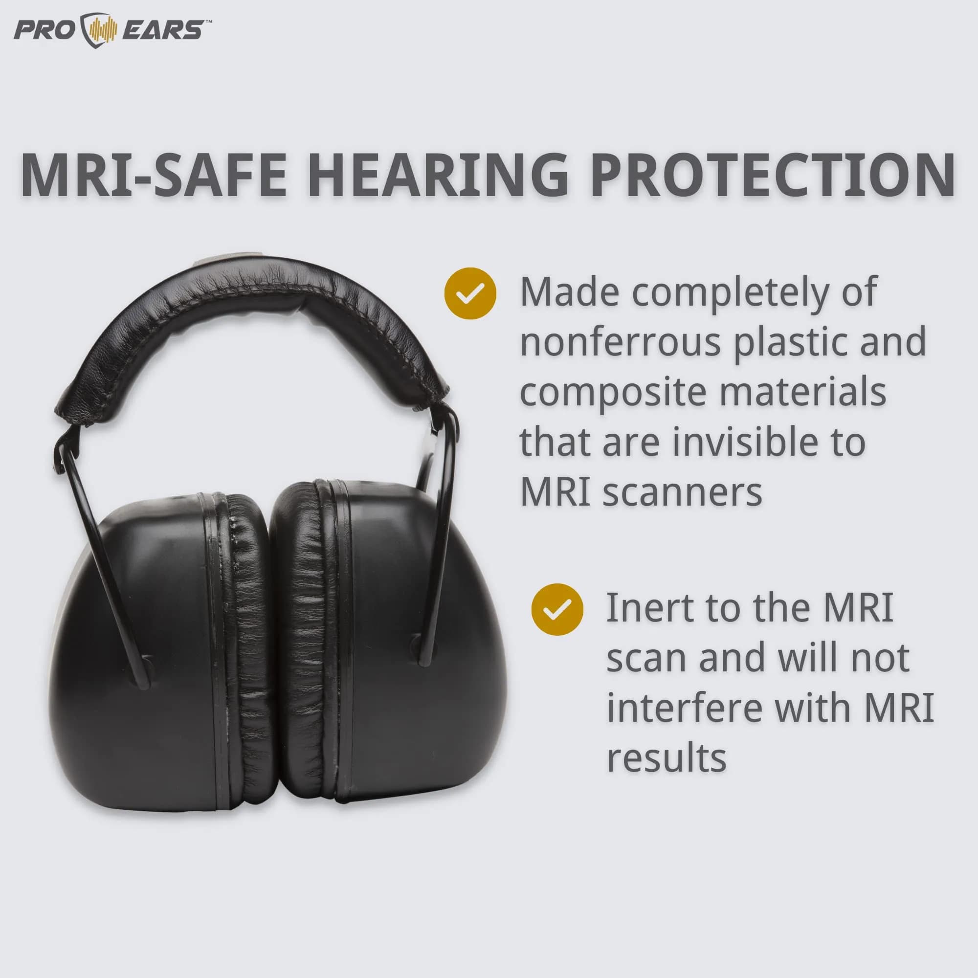 Pro Ears Ultra 30 MRI Kit - MRI-Safe Hearing Protection Earmuffs & Earplugs, NRR 30 dB, 623 g (1.37 lb) | ANSI S3.19-1974 Certified - view 6