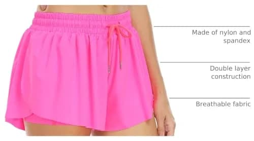 Wsirmet Butterfly Shorts for Women 2-in-1 Athletic Skorts with Phone Pocket & Liner | Bright Pink, Small (25.19 inches) thumbnail 4