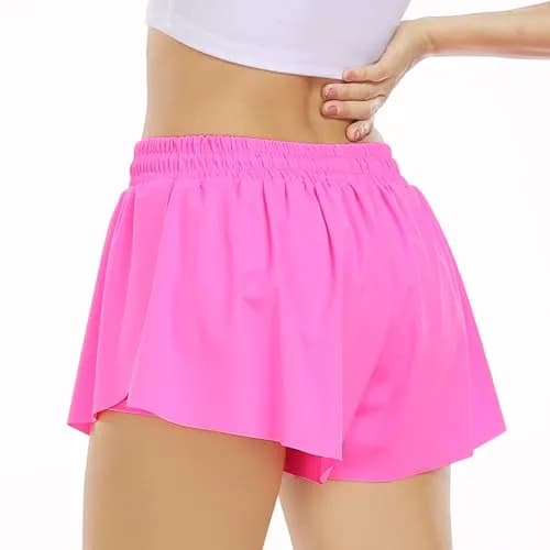 Wsirmet Butterfly Shorts for Women 2-in-1 Athletic Skorts with Phone Pocket & Liner | Bright Pink, Small (25.19 inches) thumbnail 6