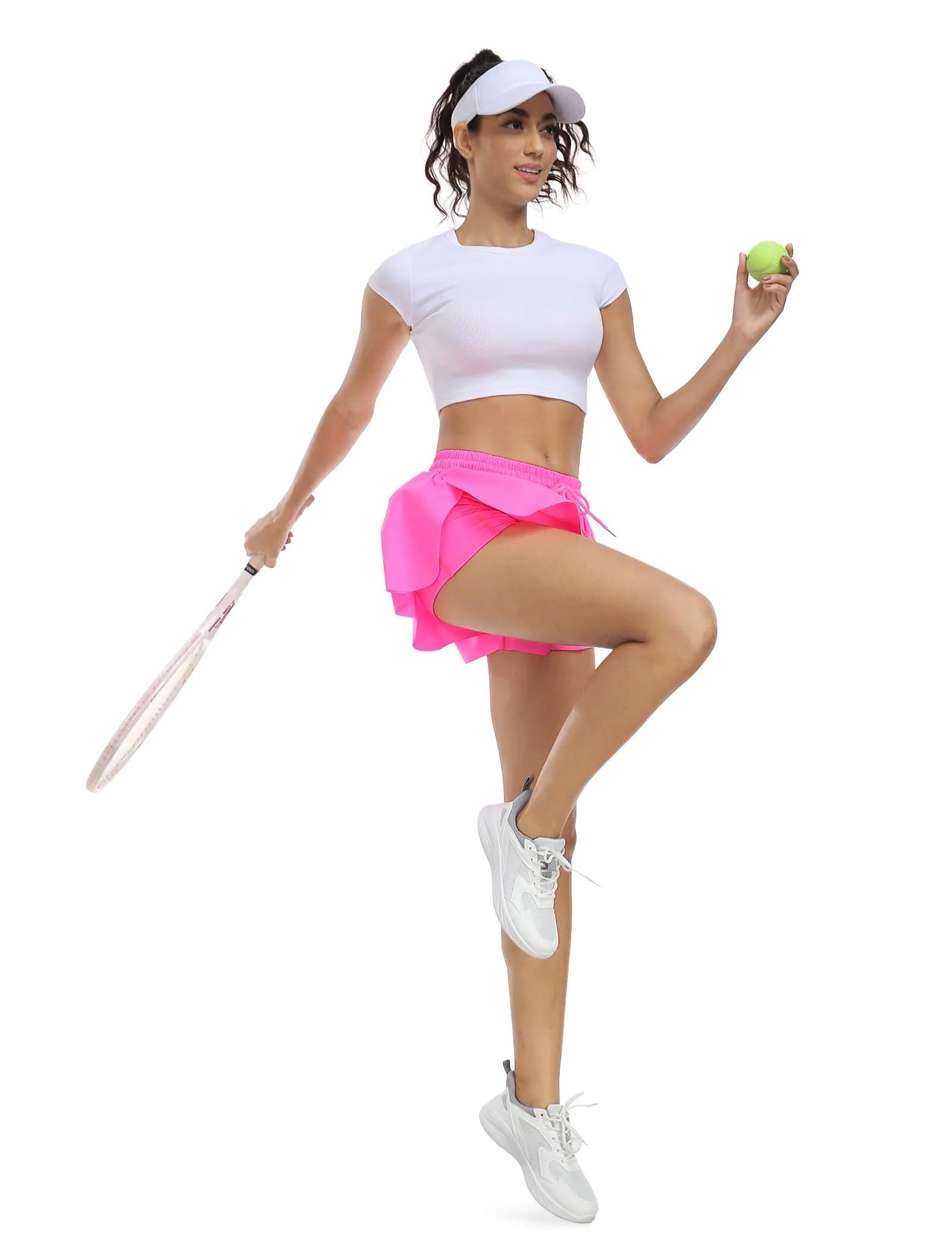 Wsirmet Butterfly Shorts for Women 2-in-1 Athletic Skorts with Phone Pocket & Liner | Bright Pink, Small (25.19 inches) - view 7
