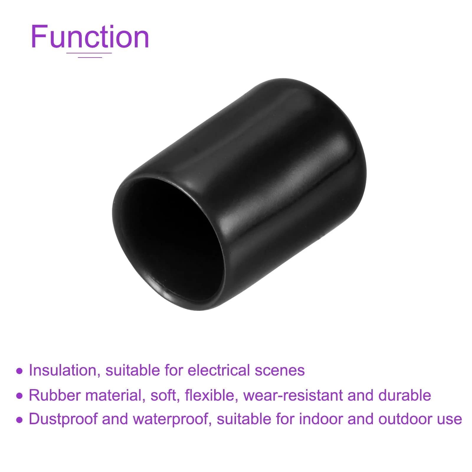 DMiotech Black 50 Pack Rubber End Caps 12mm (0.47 inch) ID | Protect Furniture Legs & Threads - view 5