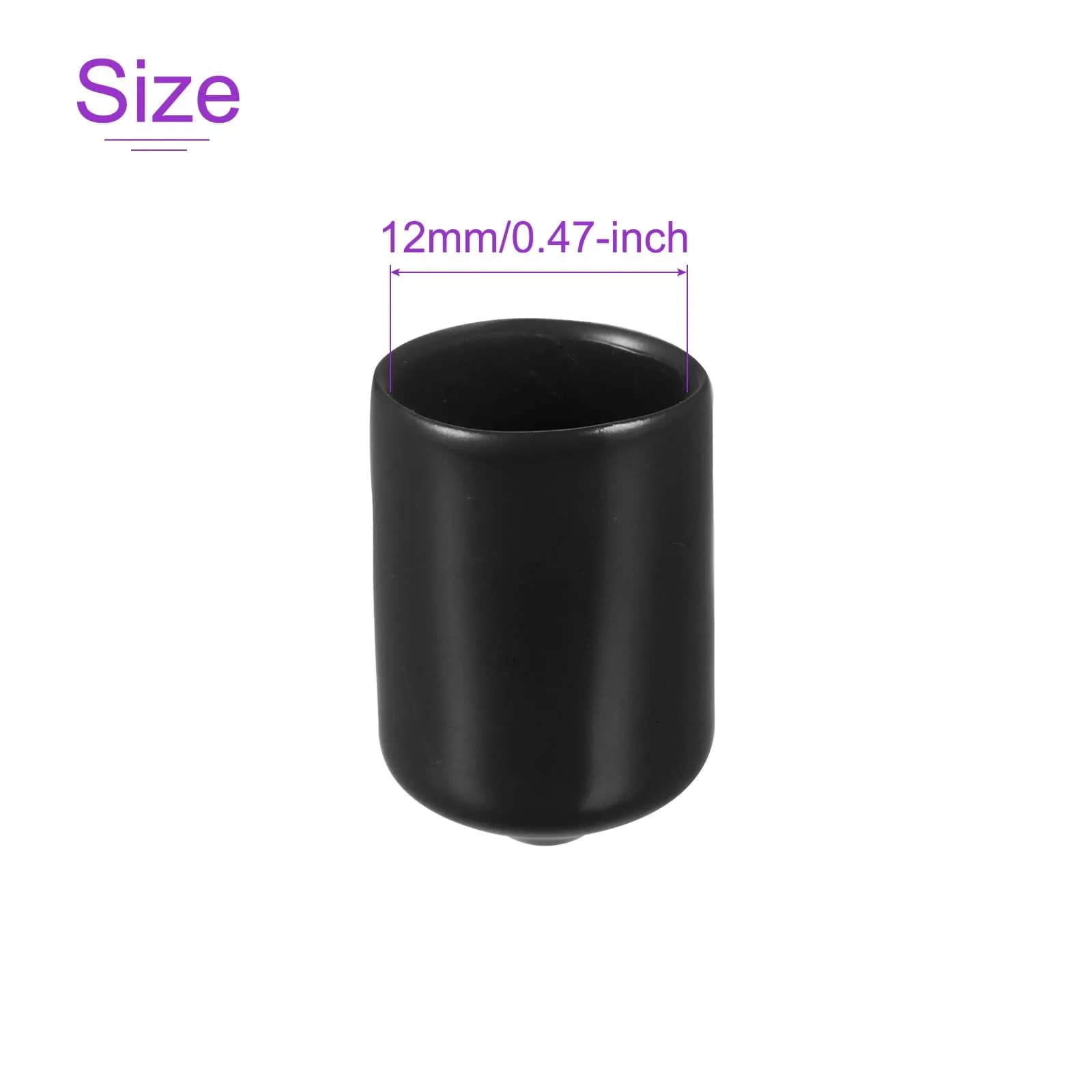 DMiotech Black 50 Pack Rubber End Caps 12mm (0.47 inch) ID | Protect Furniture Legs & Threads - view 4