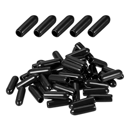 DMiotech Black Screw Thread Protectors 3.5mm ID (0.14 inch) | 50 Pack Rubber End Caps for Furniture Feet thumbnail 1