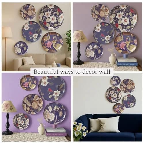 RITUALISTIC Oriental Blooms Metal Wall Plates | Floral Wall Decor for Living Room, Bedroom & Hall | Set of 5 Assorted Sizes thumbnail 5