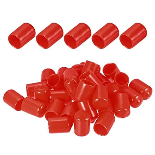 DMiotech Red Screw Thread Protectors 12mm (0.47 inch) ID, 50 Pack | Protect Furniture Legs, Bolts & Pipes thumbnail 1