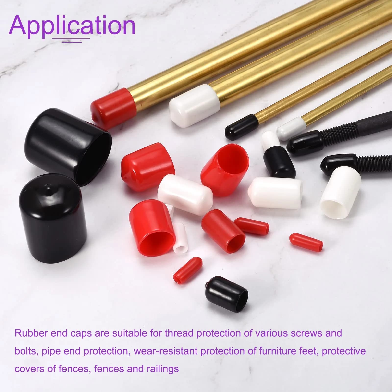 DMiotech Red Screw Thread Protectors 12mm (0.47 inch) ID, 50 Pack | Protect Furniture Legs, Bolts & Pipes - view 3