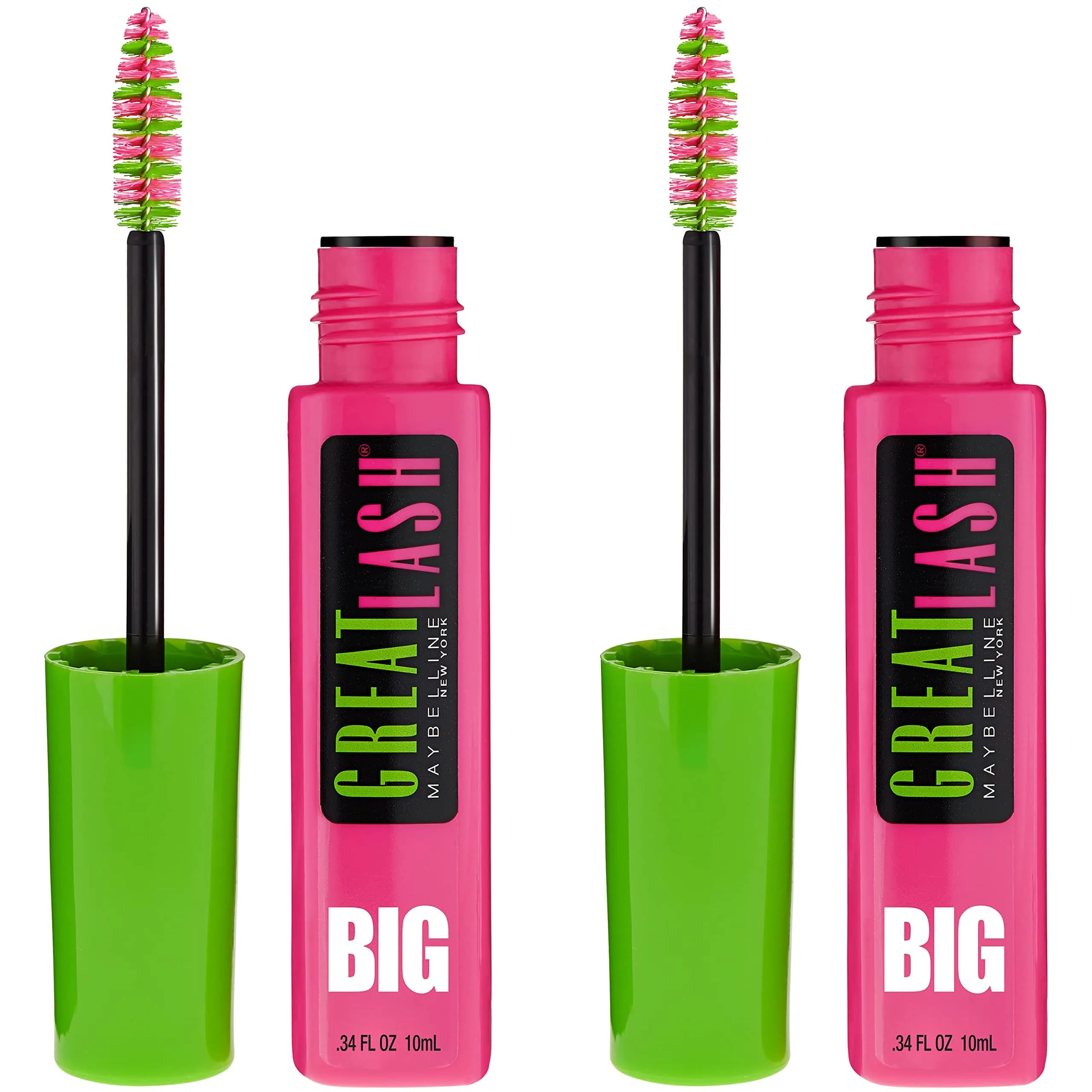 Maybelline Great Lash BIG Washable Mascara, Brownish Black, 0.68 Fl Oz (Pack of 2) | Ophthalmologist Tested for Sensitive Eyes - main product image