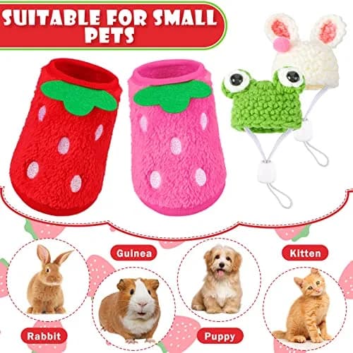 Mixweer Guinea Pig Accessories 2 Mini Hats & 2 Clothes | Adjustable Strap, Cozy & Cute (70-120 chars) thumbnail 5