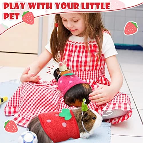 Mixweer Guinea Pig Accessories 2 Mini Hats & 2 Clothes | Adjustable Strap, Cozy & Cute (70-120 chars) thumbnail 6