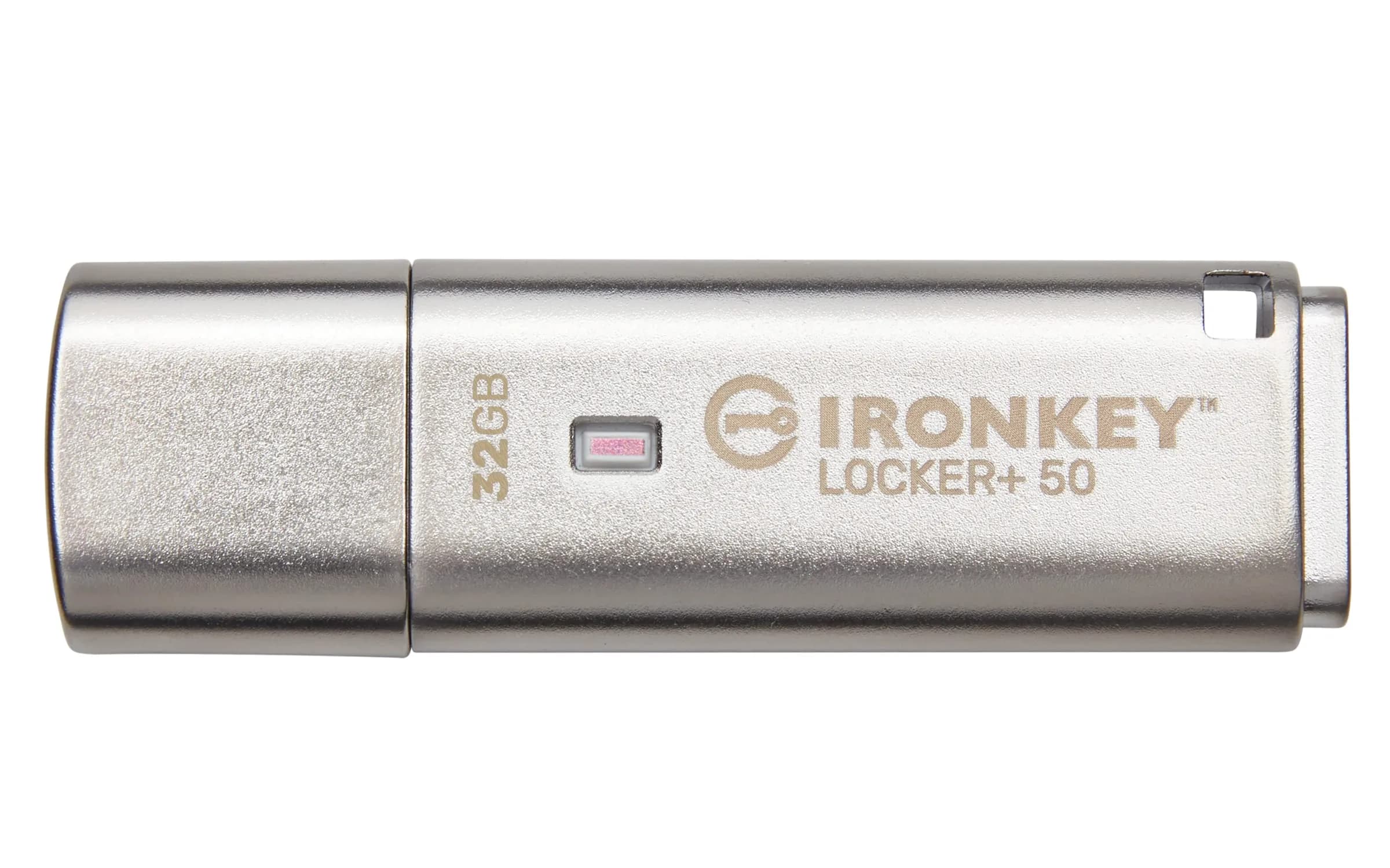 Kingston Ironkey Locker+ 50 32GB Encrypted USB Flash Drive | USB 3.2 Gen 1 | XTS-AES Protection | Multi-Password Security | Cloud Backup | Metal Casing — Silver