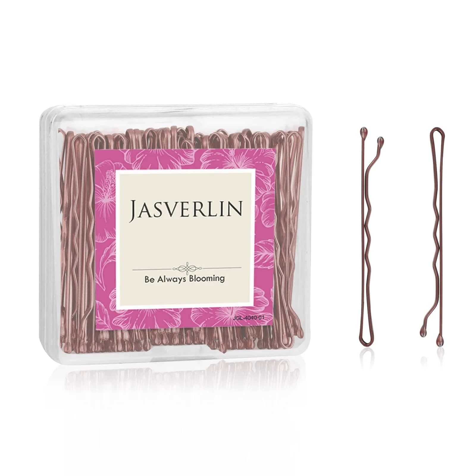 JASVERLIN Large Brown Bobby Pins 6 cm (2.4 inches) 100 Pcs | Firm Hold Hair Pins for All Hair Types - main product image