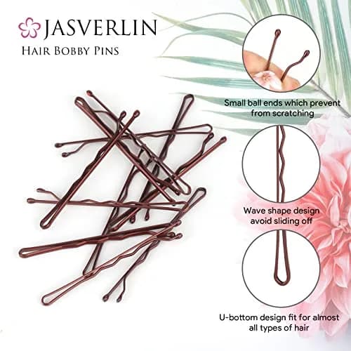 JASVERLIN Large Brown Bobby Pins 6 cm (2.4 inches) 100 Pcs | Firm Hold Hair Pins for All Hair Types thumbnail 4