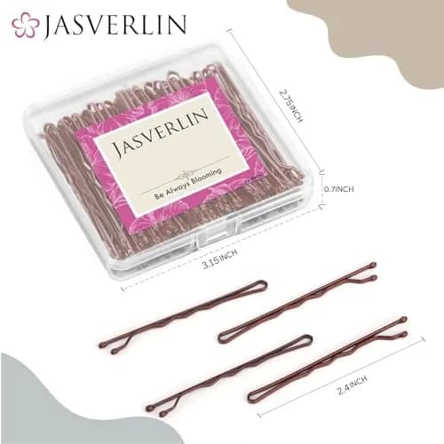 JASVERLIN Large Brown Bobby Pins 6 cm (2.4 inches) 100 Pcs | Firm Hold Hair Pins for All Hair Types thumbnail 2