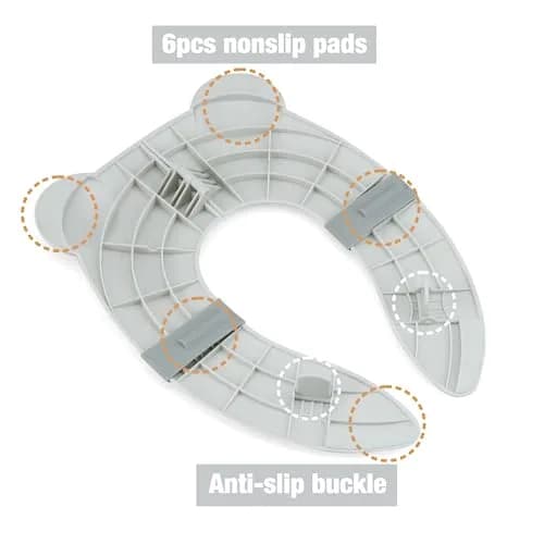 PandaEar Folding Froggy Travel Toilet Seat | Silicone Toddler Potty Seat with Non-Slip Pads (Grey Bear) thumbnail 4