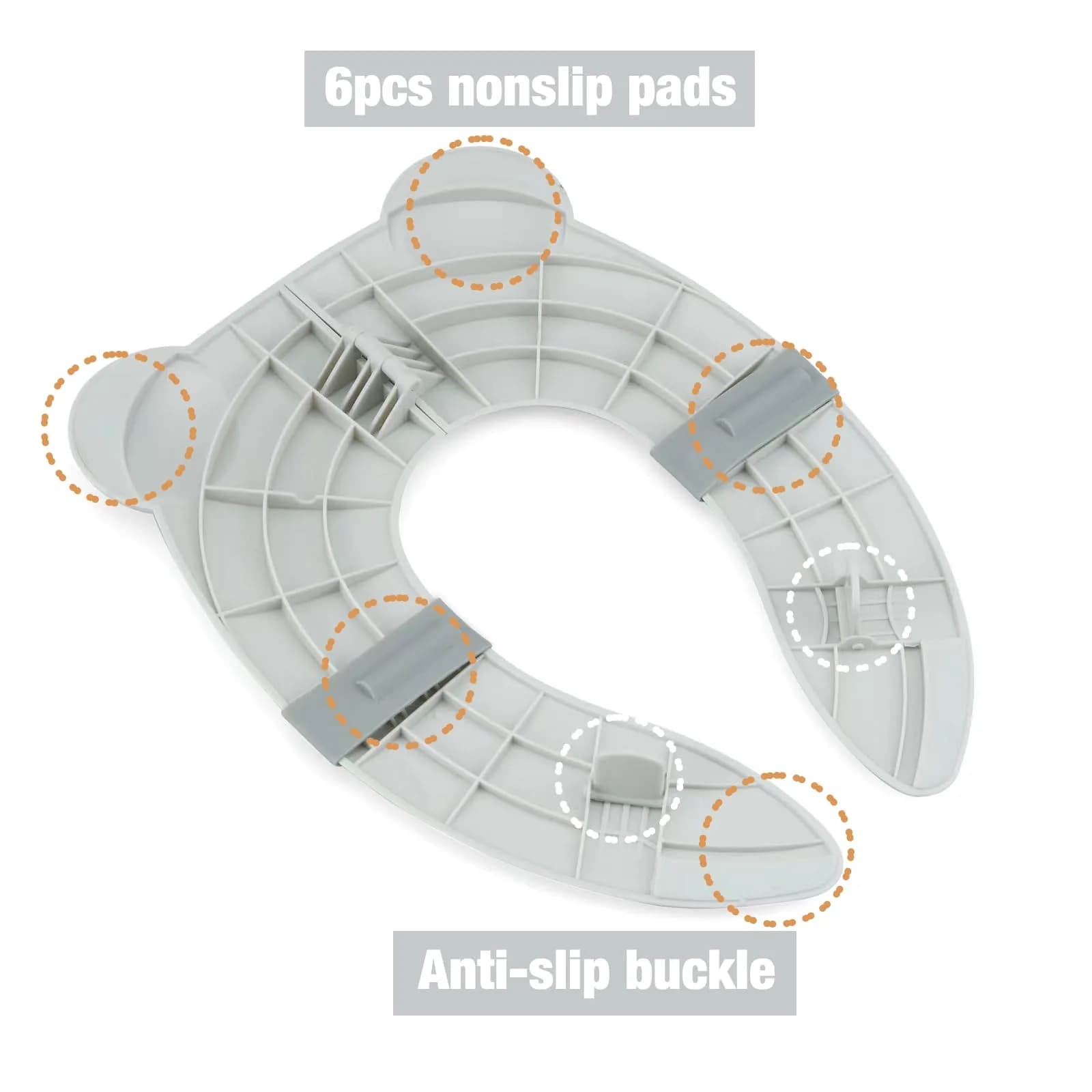 PandaEar Folding Froggy Travel Toilet Seat | Silicone Toddler Potty Seat with Non-Slip Pads (Grey Bear) - view 4