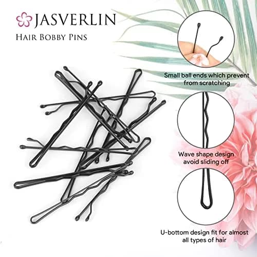 JASVERLIN Large Black Bobby Pins 6cm (2.4 inches) | Secure Hold for All Hair Types thumbnail 4