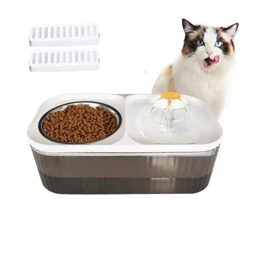 Suertree Cat Water Fountain Food Bowl Stainless Steel | 3L Capacity, Quiet Pump, BPA-Free thumbnail 1