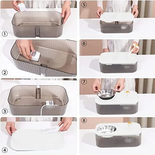 Suertree Cat Water Fountain Food Bowl Stainless Steel | 3L Capacity, Quiet Pump, BPA-Free thumbnail 5