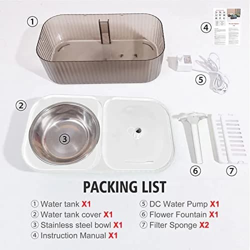 Suertree Cat Water Fountain Food Bowl Stainless Steel | 3L Capacity, Quiet Pump, BPA-Free thumbnail 6