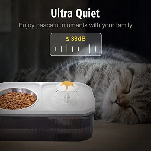 Suertree Cat Water Fountain Food Bowl Stainless Steel | 3L Capacity, Quiet Pump, BPA-Free thumbnail 3
