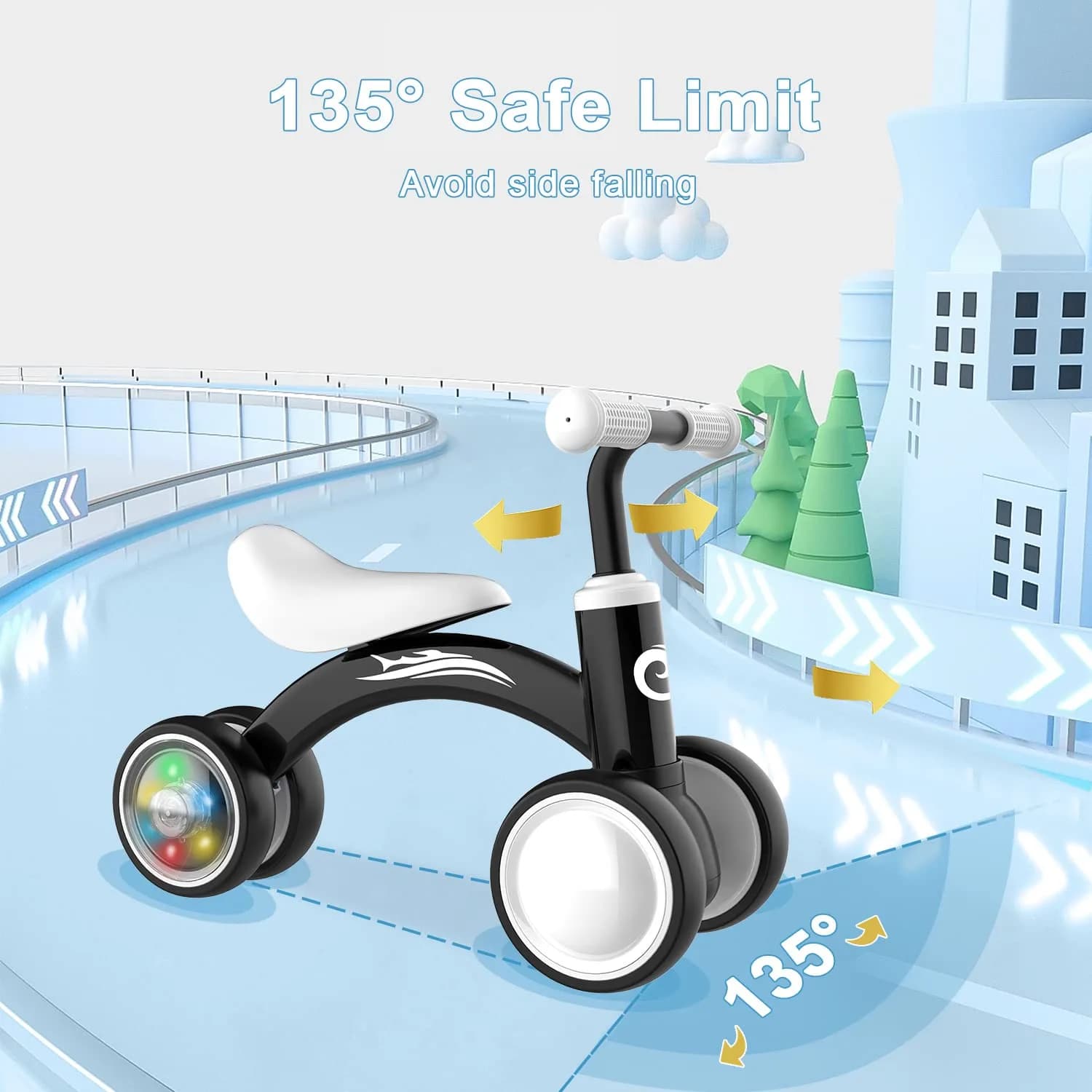 Gamfeiny Light Pink Baby Balance Bike | Colorful Lighting Toddler First Riding Toy (10-36 Months) - view 4