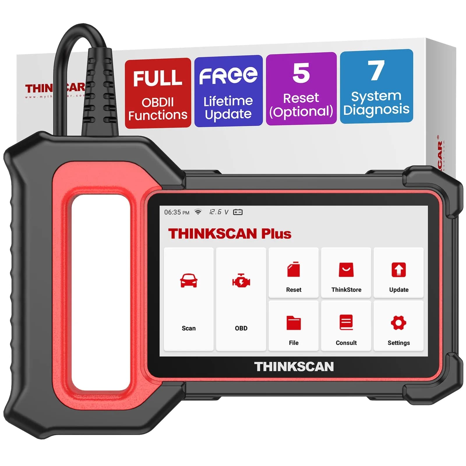 Thinkcar ThinkScan Plus S7 OBD2 Scanner | ABS, SRS, ECM, TCM, BCM, AC, IC System Diagnostic Tool with 5 Special Services & 94 Car Brands