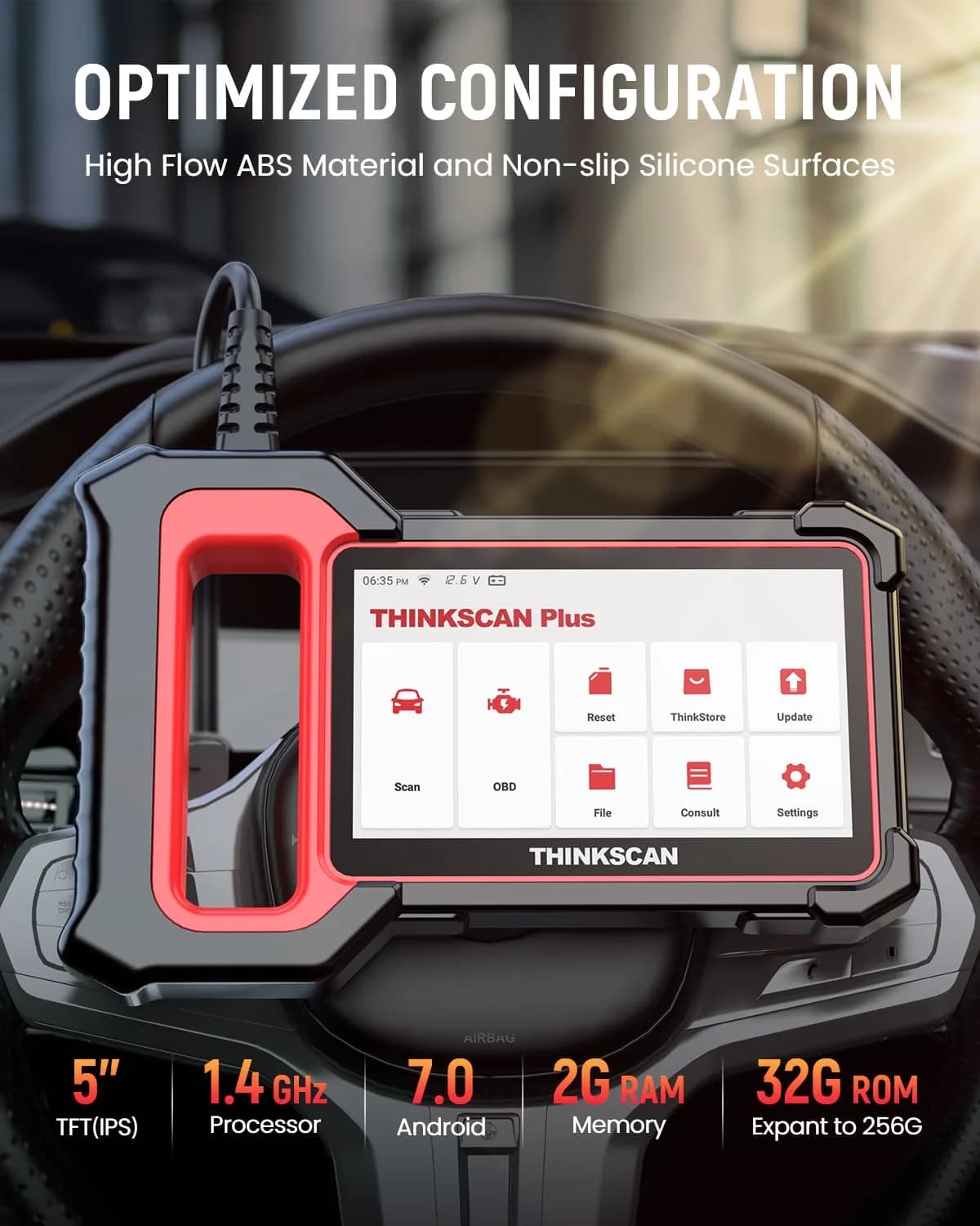 Thinkcar ThinkScan Plus S7 OBD2 Scanner | ABS, SRS, ECM, TCM, BCM, AC, IC System Diagnostic Tool with 5 Special Services & 94 Car Brands - view 6