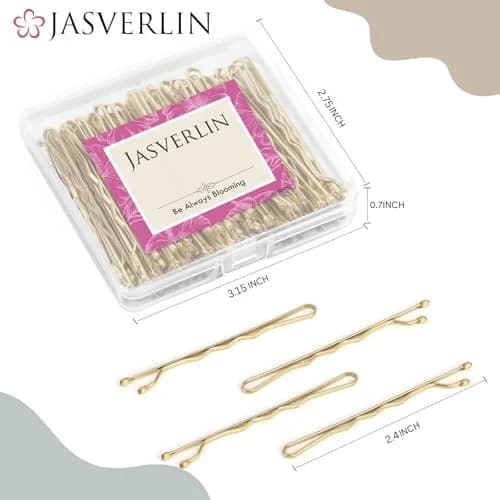 JASVERLIN Gold Bobby Pins 2.4 inch (6cm) 100 Pcs | Strong Grip Hair Pins for Styling thumbnail 2