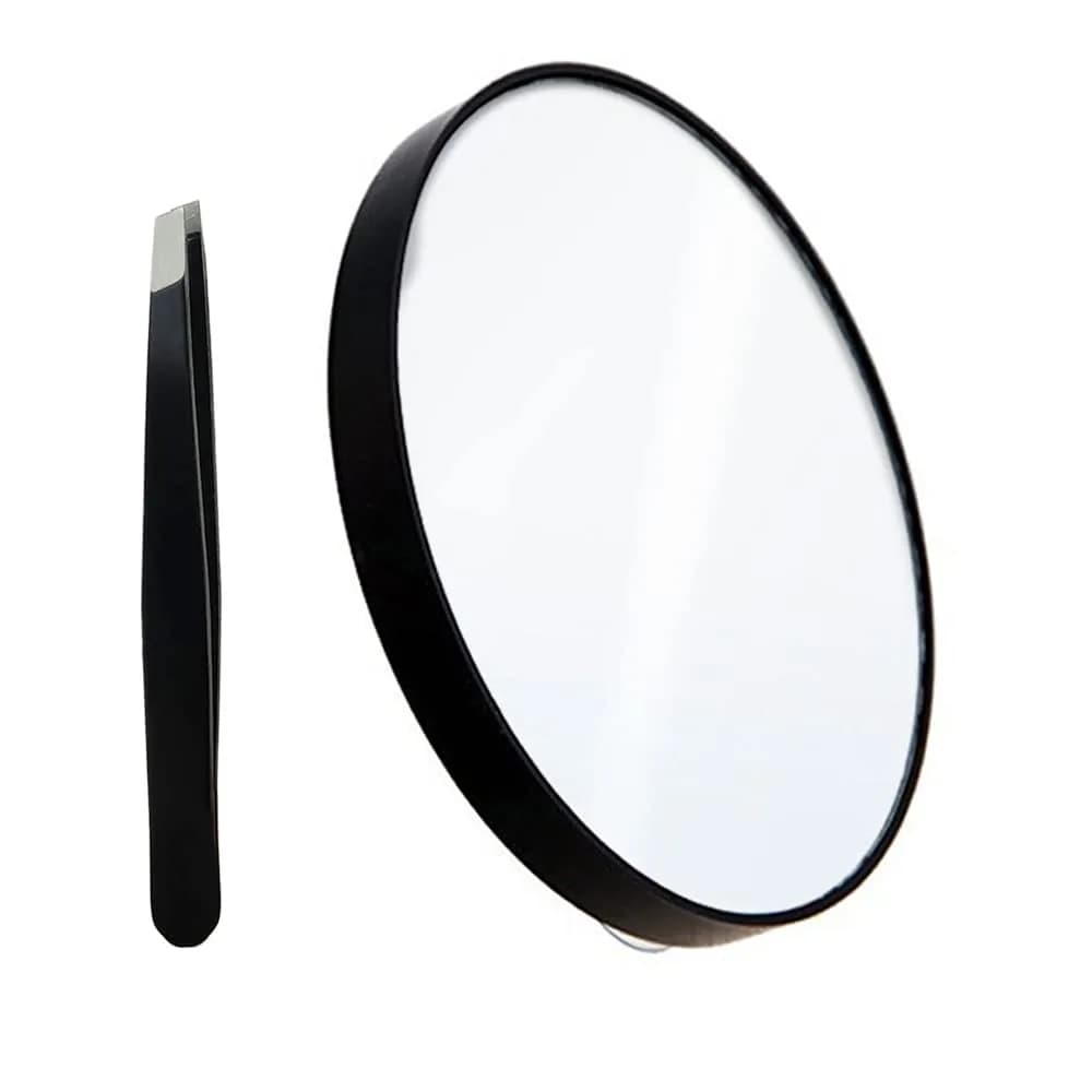 TTSAM 10X Magnifying Makeup Mirror with Tweezers & Suction Cups | 10.9 cm (4.3 inches) Round Black - main product image