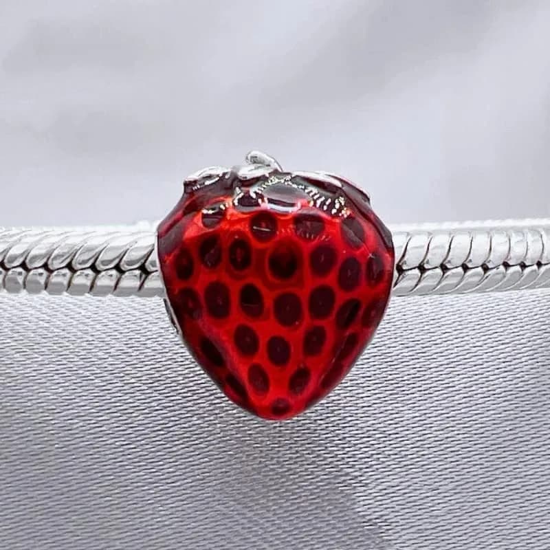 Lkwidi Strawberry Charm 925 Sterling Silver Pendant, 2.6cm x 0.9cm | Compatible with European & US Bracelets thumbnail 6