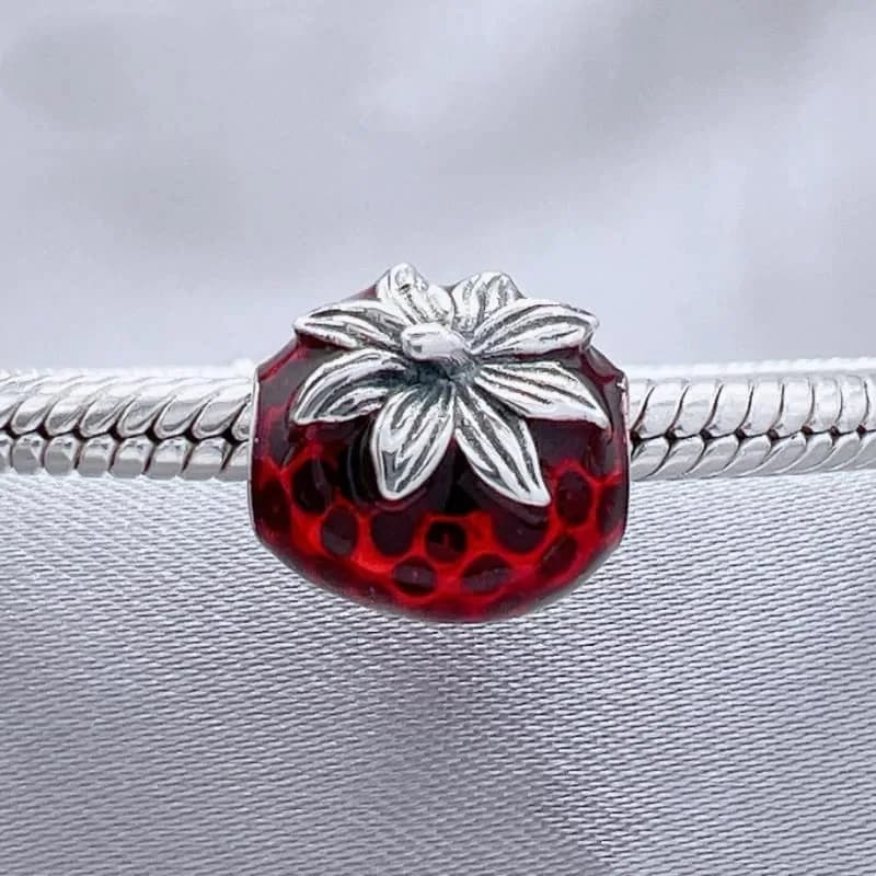 Lkwidi Strawberry Charm 925 Sterling Silver Pendant, 2.6cm x 0.9cm | Compatible with European & US Bracelets thumbnail 8