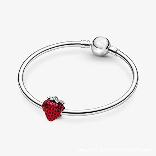 Lkwidi Strawberry Charm 925 Sterling Silver Pendant, 2.6cm x 0.9cm | Compatible with European & US Bracelets thumbnail 2