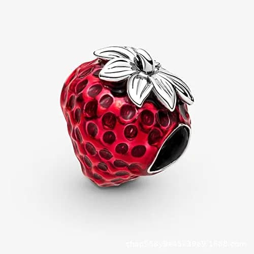 Lkwidi Strawberry Charm 925 Sterling Silver Pendant, 2.6cm x 0.9cm | Compatible with European & US Bracelets thumbnail 3