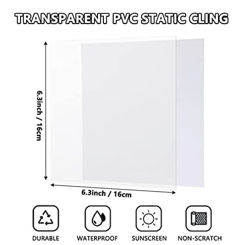 PUSNMI Clear Static Cling Film 12PCS 16cm x 16cm (6.3"x6.3") | Reusable Window Decal Applicator thumbnail 4