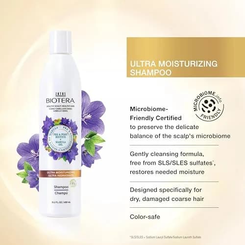 Biotera Ultra Moisturizing Shampoo for Dry, Damaged Hair – Deep Hydration with Coconut & Marula Oil, 15.2 Fl Oz thumbnail 2