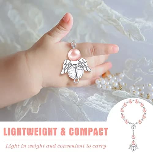 MTLEE Pink Baptism Rosary Set for Guests, First Communion Favors, 100 Pcs | Catholic Holy Communion Party Decor thumbnail 5