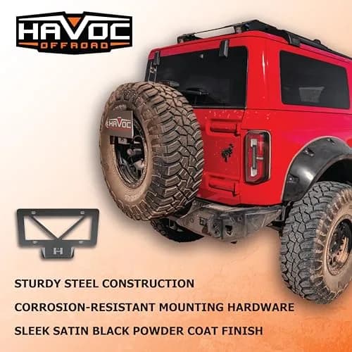 HAVOC OFFROAD License Plate Relocation for Ford Bronco | Adjustable Steel Black | HFB-05-001 | 2021-2025 thumbnail 6