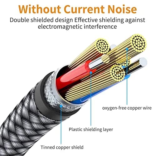 MCSPER 2 Pack 10ft (3.05m) 90 Degree Right Angle Aux Cable | Braided 3.5mm Stereo Audio Cord for Car, Speakers, Smartphones thumbnail 4