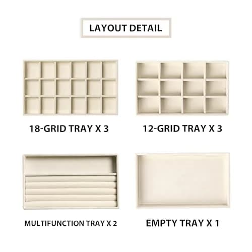 Frebeauty Jewelry Trays for Drawer | Set of 9 Velvet Organizer & Storage thumbnail 4