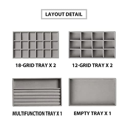 Frebeauty Jewelry Trays for Drawer | Set of 6 Velvet Organizer & Storage thumbnail 4