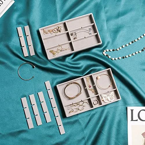 Frebeauty Jewelry Trays for Drawer | Set of 6 Velvet Organizer & Storage thumbnail 6