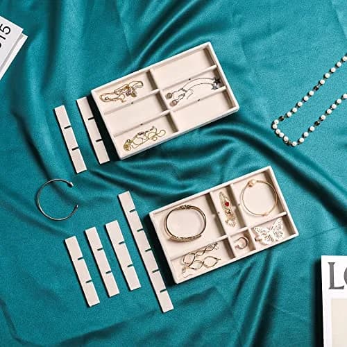 Frebeauty Jewelry Trays for Drawer | Set of 4 Velvet Organizer for Earrings, Rings & Necklaces thumbnail 6