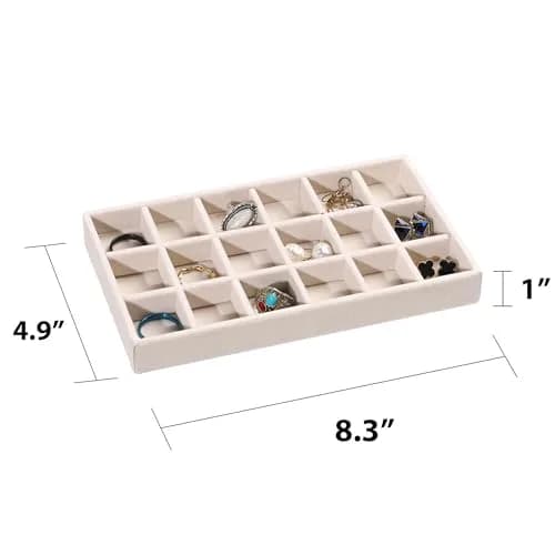 Frebeauty Jewelry Trays for Drawer | Set of 4 Velvet Organizer for Earrings, Rings & Necklaces thumbnail 2
