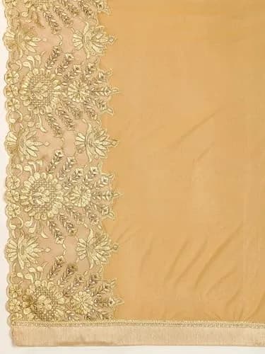 TRENDMALLS Women's Malai Silk Saree K817-Gold | Embroidery & Stone Work for Festive Wear thumbnail 7