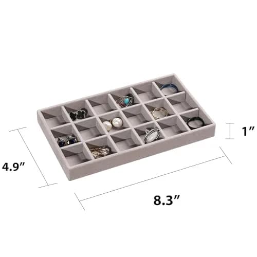 Frebeauty Jewelry Trays for Drawer | Set of 4 Velvet Organizer for Earrings, Rings & Necklaces, 8.3×4.75 inch thumbnail 2