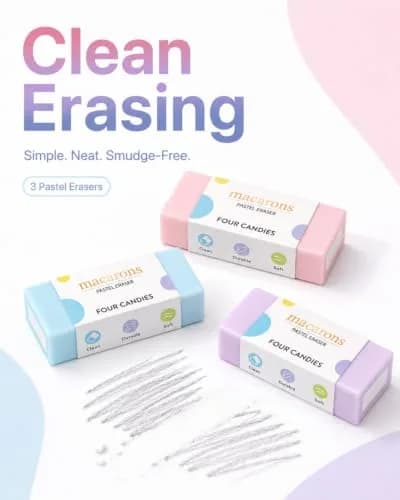 Four Candies 0.5mm Pastel Mechanical Pencil Set with Case, 3-Pack | Precision Writing for Students & Professionals thumbnail 5