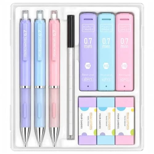 Four Candies Pastel Mechanical Pencil Set 0.7mm | Bulk Pack with 360 Leads & Erasers thumbnail 1