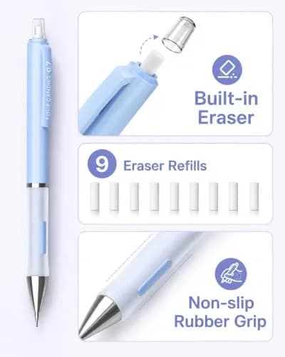 Four Candies Pastel Mechanical Pencil Set 0.7mm | Bulk Pack with 360 Leads & Erasers thumbnail 6