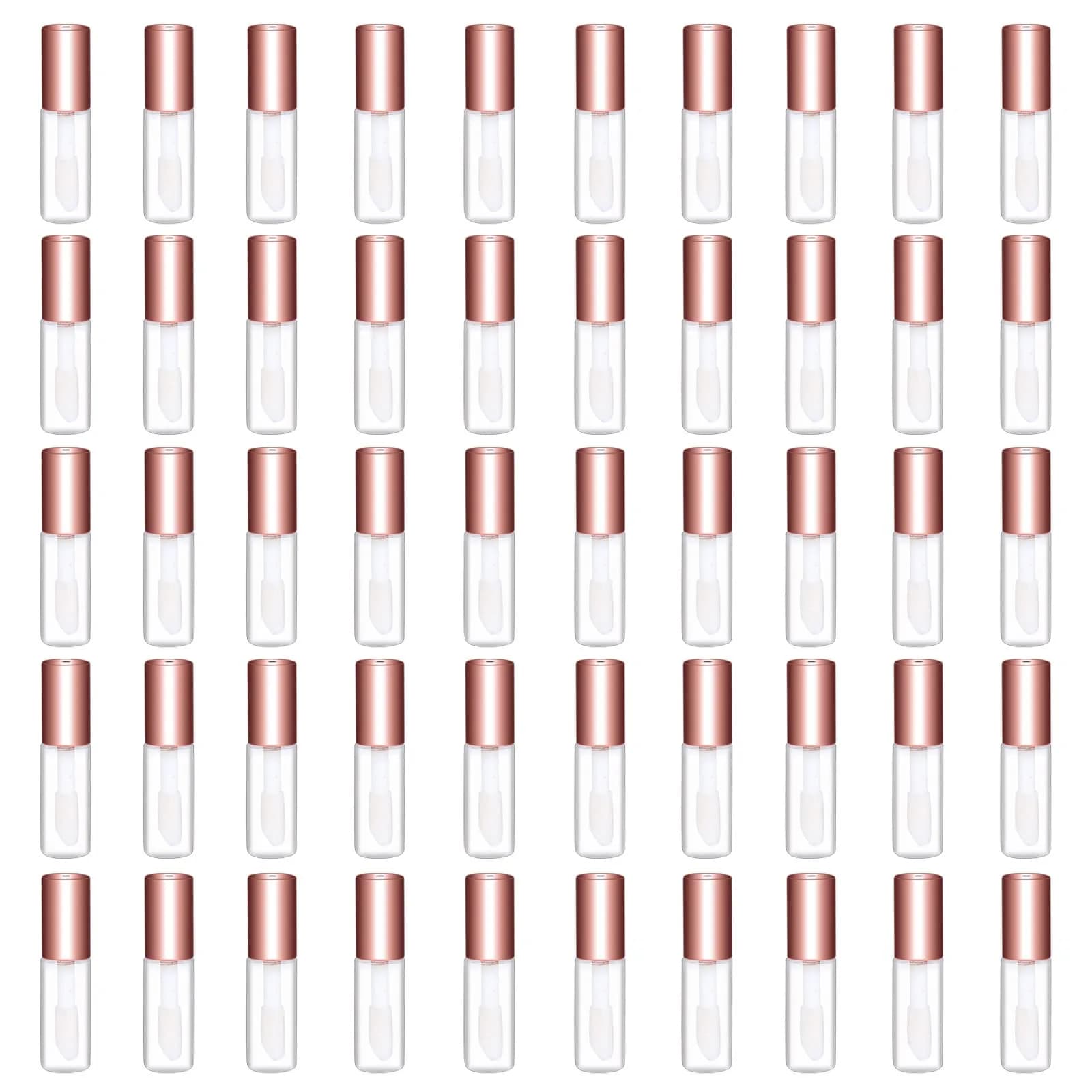 Mydio Mini Lip Gloss Tubes 1.2ml (0.04 Fl Oz) - 50 Pack | Refillable Cosmetic Containers with Black Twist-Lock Lids — Rose Gold
